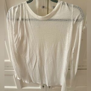 White (see-through) Lulu Lemon long sleeve top, size S